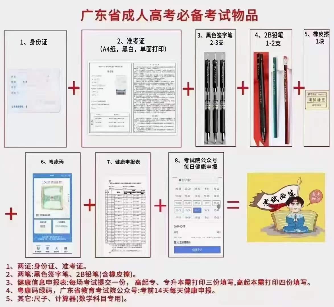 2021年深圳成人高考考试必备物品！